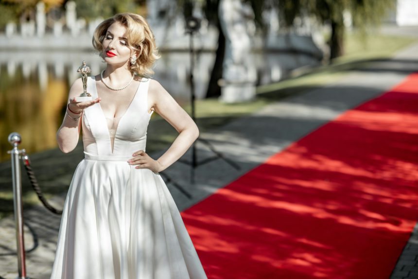 Actress on the red carpet outdoors